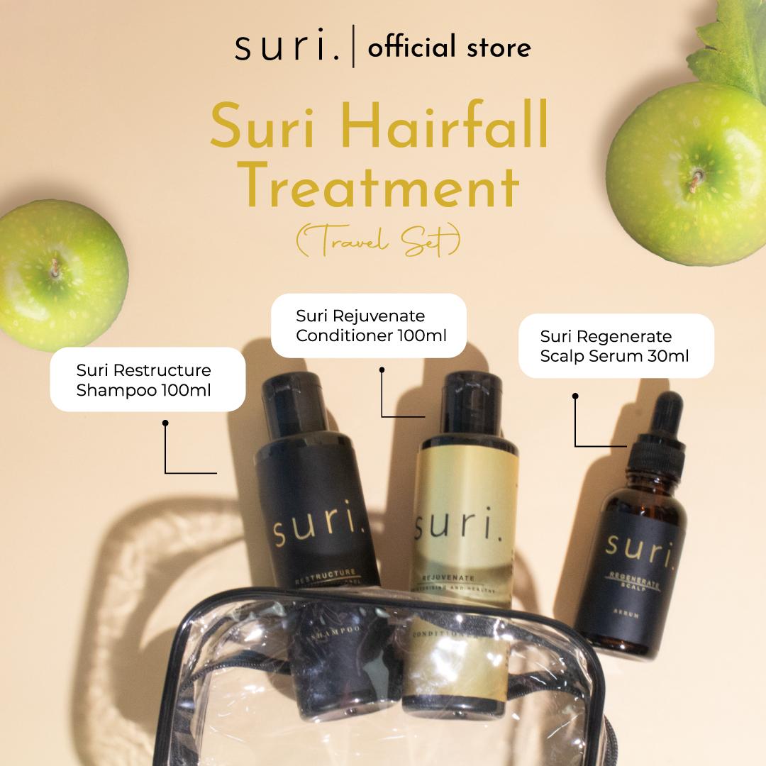 Suri Hair Fall Control Treatment Travel Set - Shampoo (100ml) + Conditioner (100ml) + Scalp Serum (30ml)