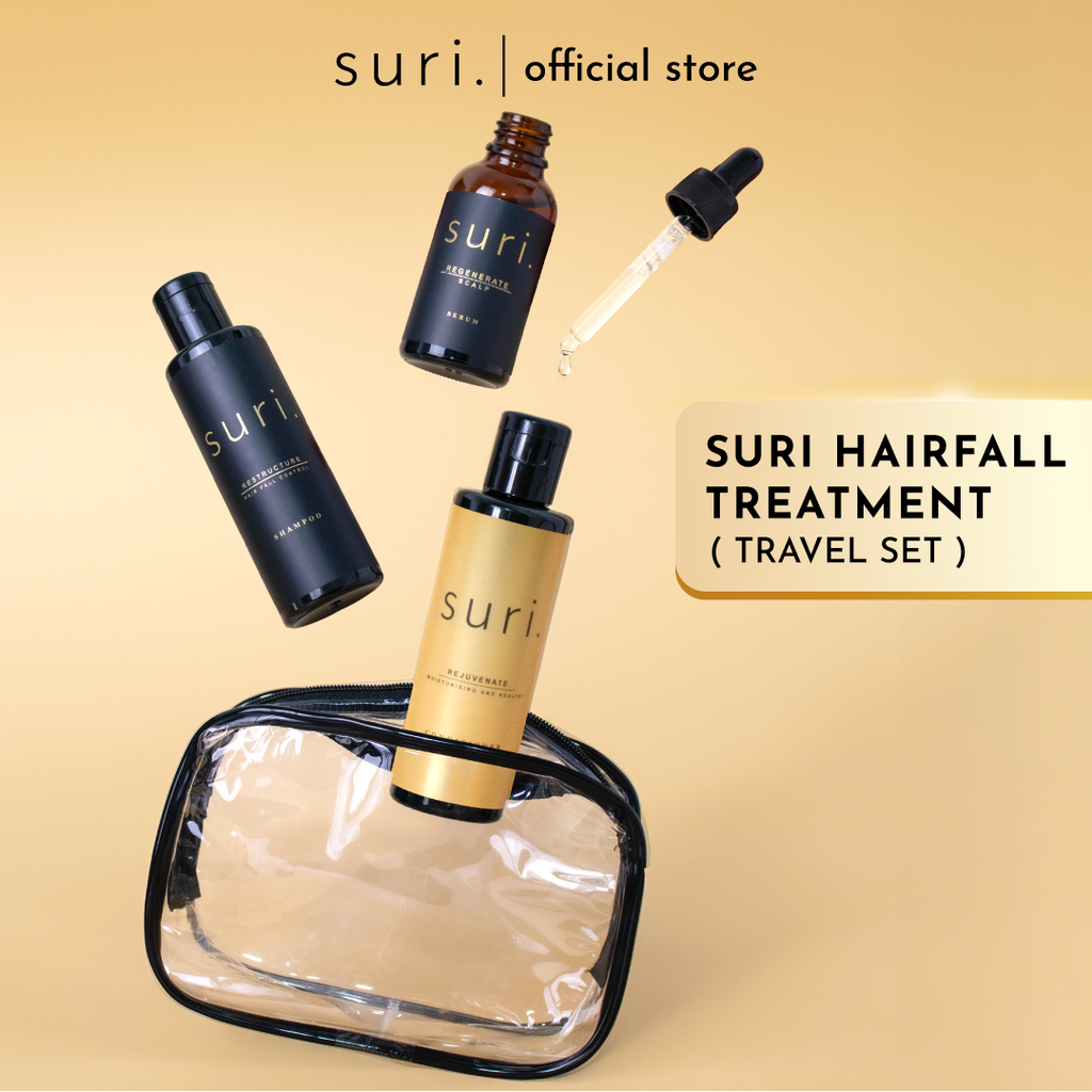Suri Hair Fall Control Treatment Travel Set - Shampoo (100ml) + Conditioner (100ml) + Scalp Serum (30ml)