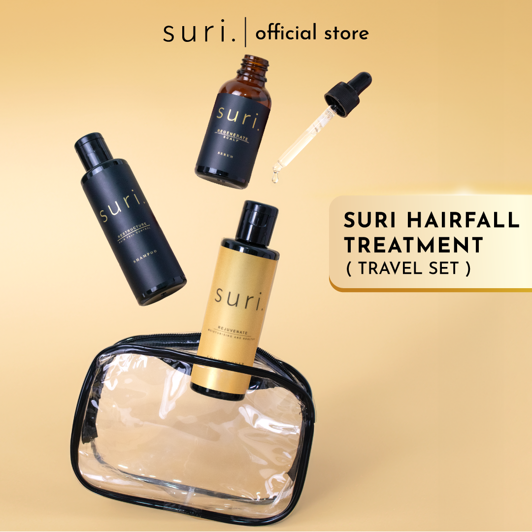 Suri Hair Fall Control Treatment Travel Set - Shampoo (100ml) + Conditioner (100ml) + Scalp Serum (30ml)